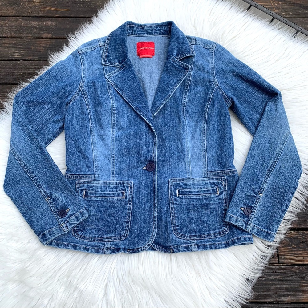 VTG Gloria Vanderbilt Women’s Medium Y2K Stretch Jean Blazer Jacket